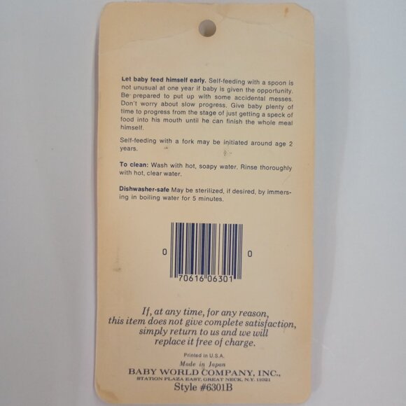 Baby World Training Fork and Spoon Style #6301B Vintage Dishwasher Safe - Picture 3 of 4